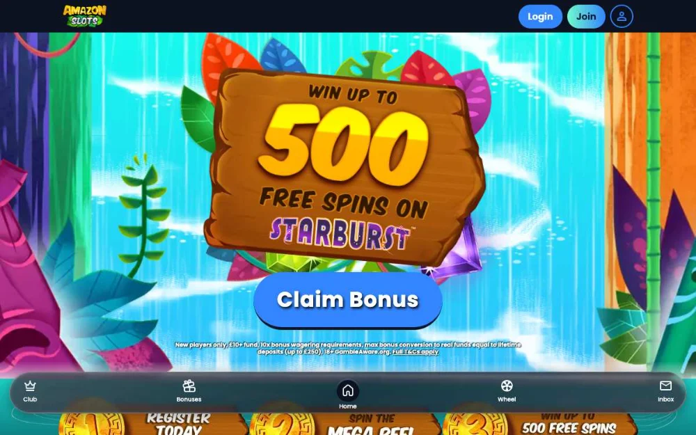 Amazon Slots homepage screenshot