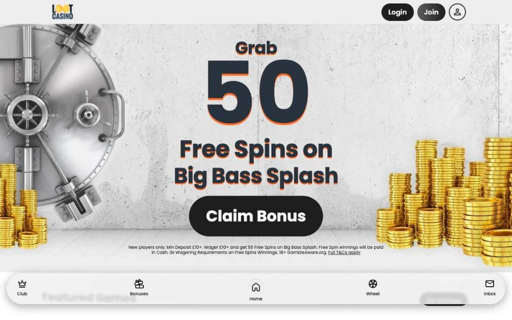 Loot Casino homepage screenshot