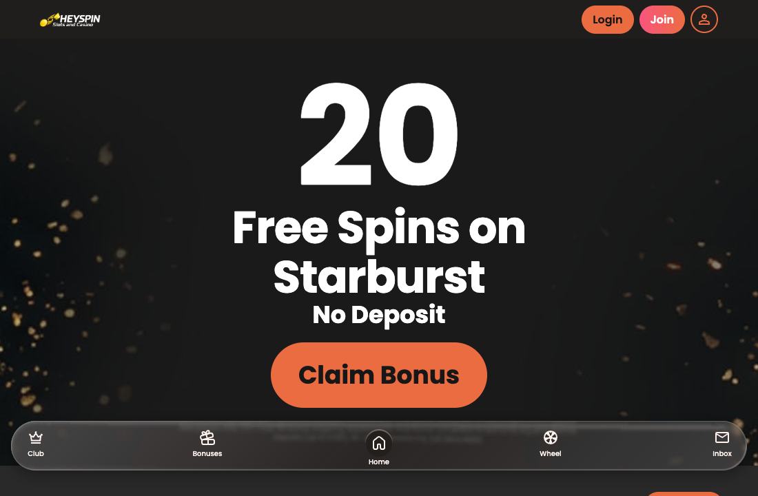 HeySpin homepage under Jumpman Gaming